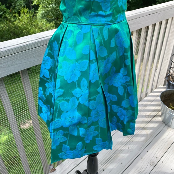 Vintage 50s 60 Metallic Mini Damask Cocktail Dress - Picture 8 of 10